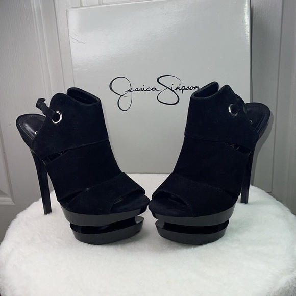 JS-CAT BY JESSICA SIMPSON BLACK KIDSUEDE 7.5M - Picture 5 of 8